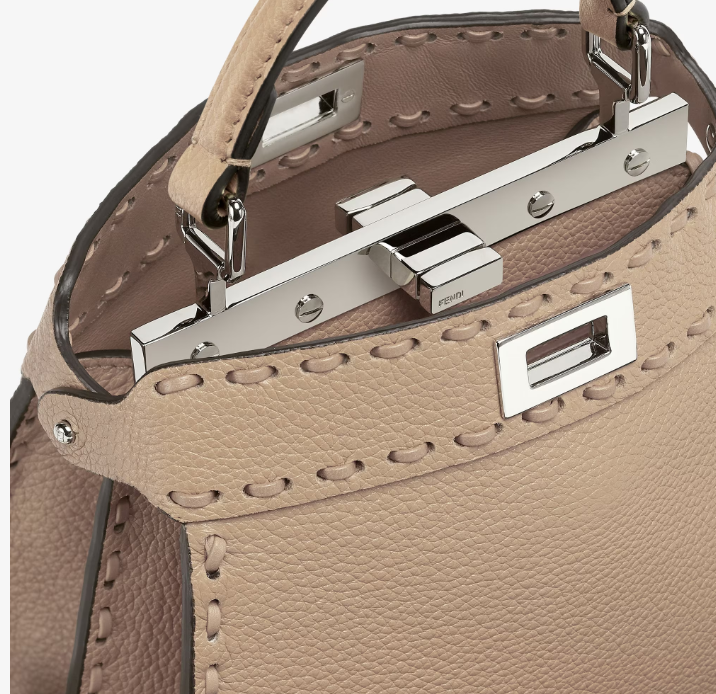 Cuero | Peekaboo ISeeU Petite Dove grey Selleria bag with 306 hand-sewn topstitches