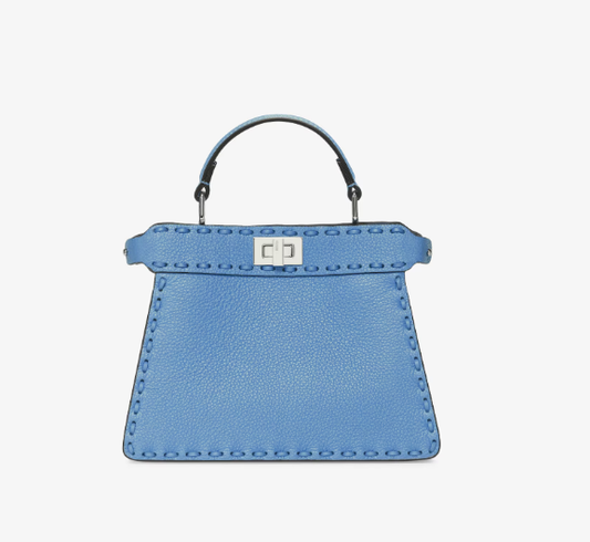 Cuero | Peekaboo ISeeU Petite Blue Selleria bag with 306 hand-sewn topstitches
