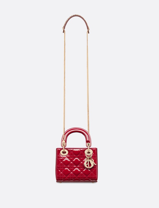 Cuero | Mini Lady Bag Cherry Red Patent Cannage Calfskin