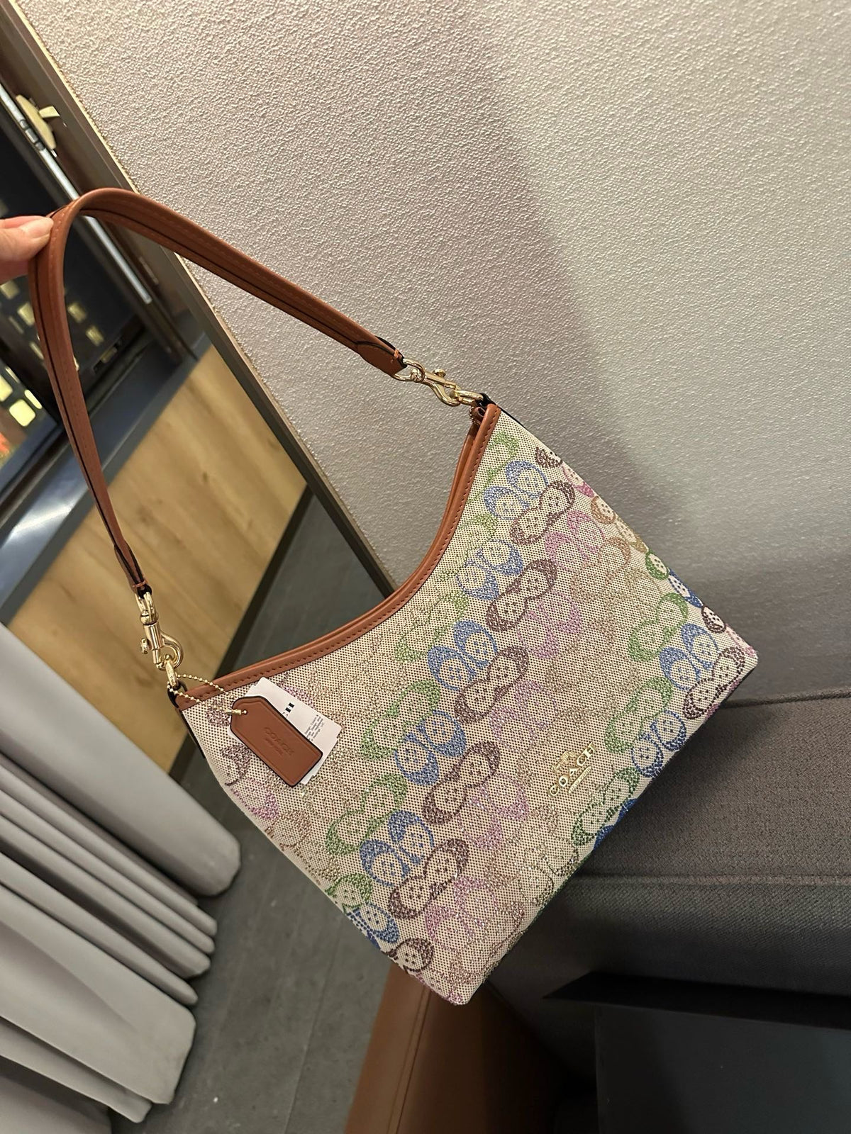Cuero | Signature Rhinestone Shoulder Bag - Beige Multi