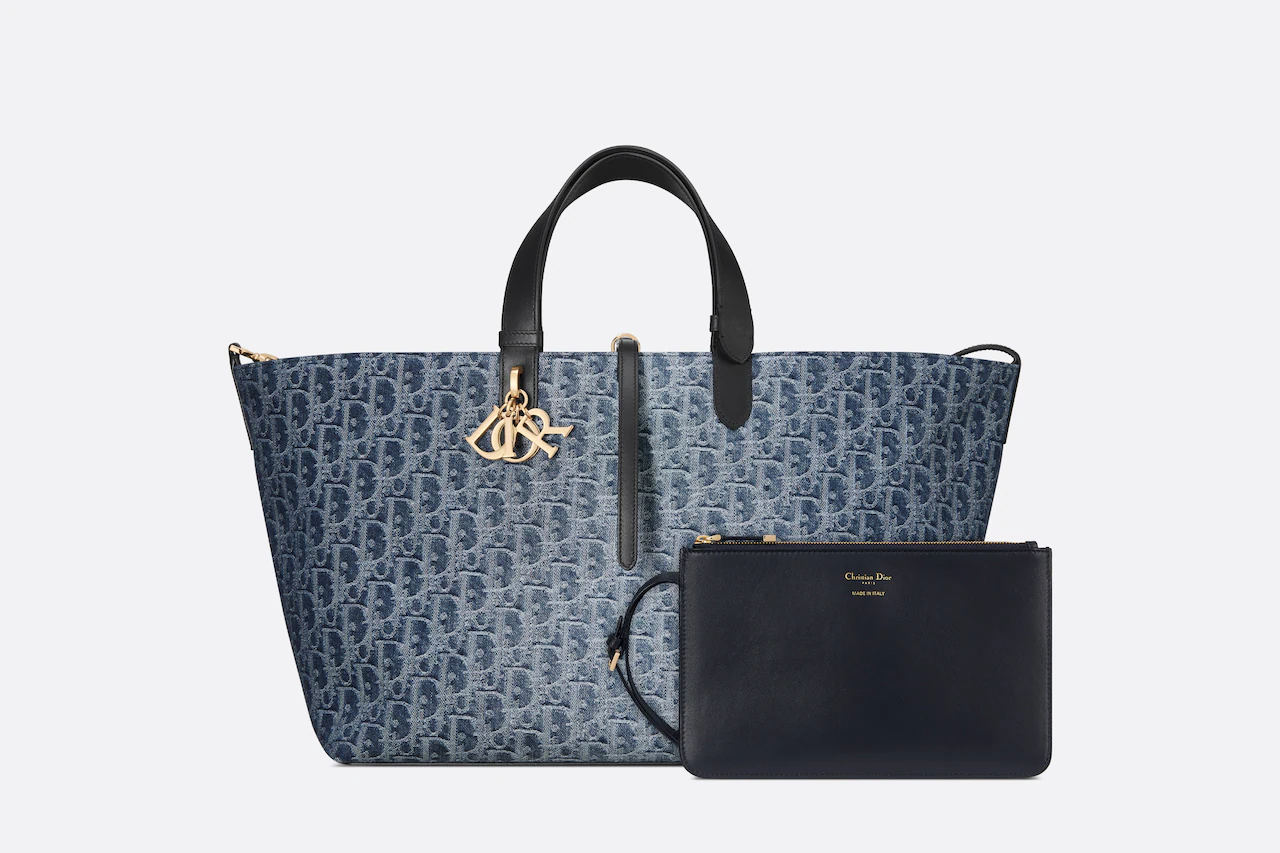Cuero | Large Toujours Blue Denim Oblique Jacquard Bag