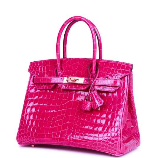 Cuero | Birkin Shiny Crocodile Gold Hardware Bag
