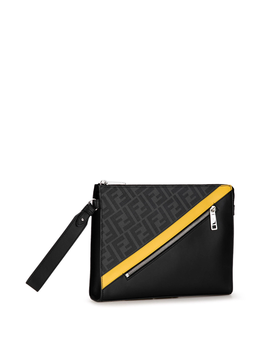 Cuero | Diagonal Front Zip clutch bag