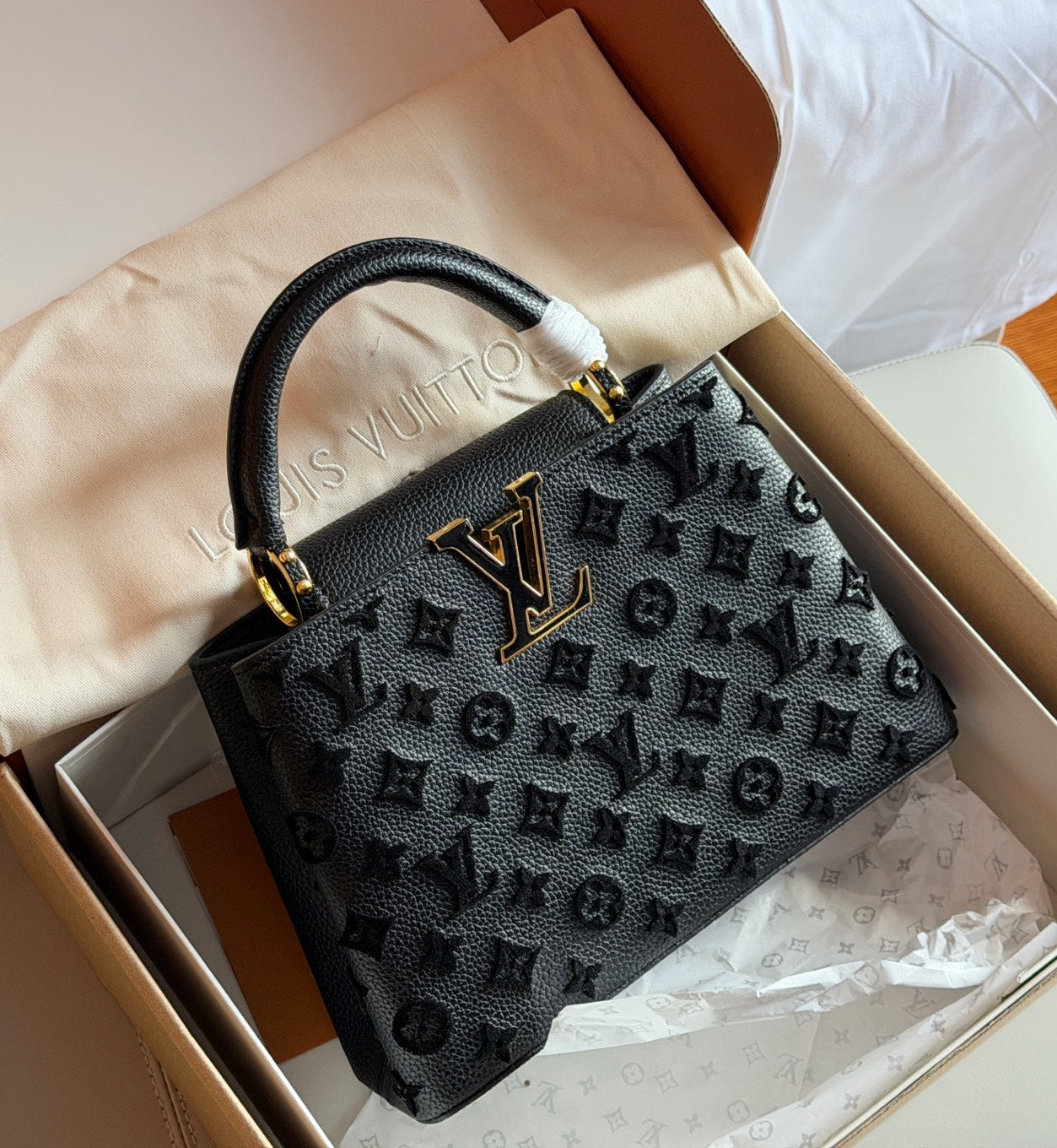 Cuero | Embossed Monogram Top-Handle Bag