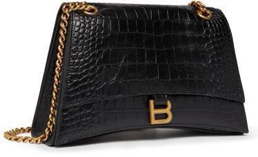 Cuero | WOMEN'S CRUSH MEDIUM CHAIN BAG CROCODILE EMBOSSED IN BLACK