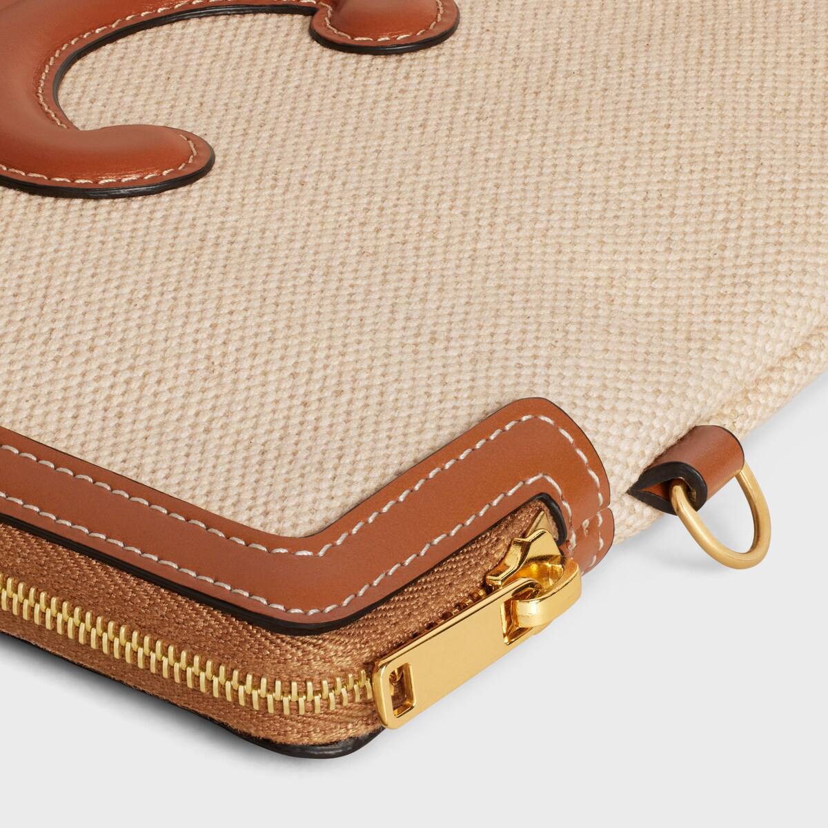 Cuero | SMALL POUCH WITH STRAP CUIR TRIOMPHE IN TEXTILE AND CALFSKIN