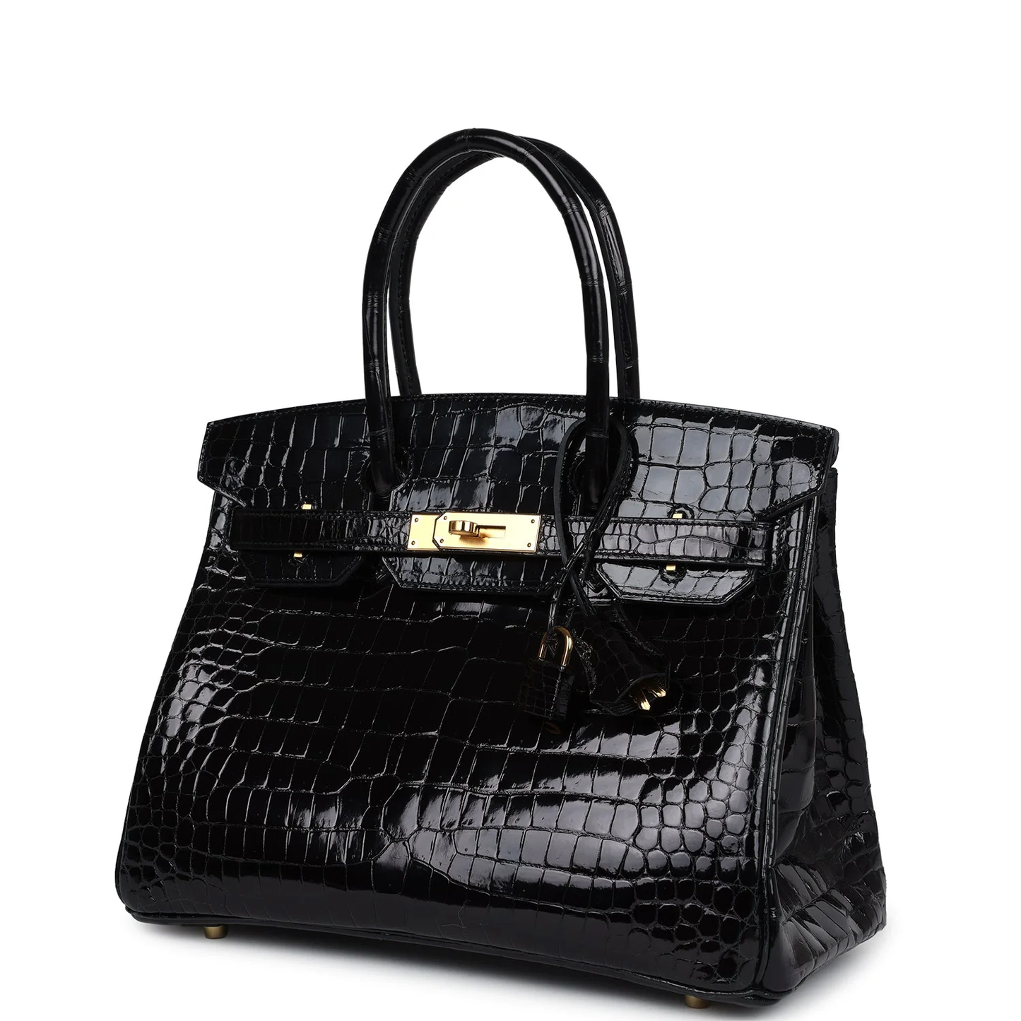 Cuero | Birkin Shiny Crocodile Gold Hardware Bag