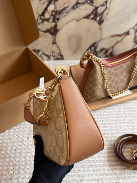 Cuero | Camel Monogram Baguette Bag