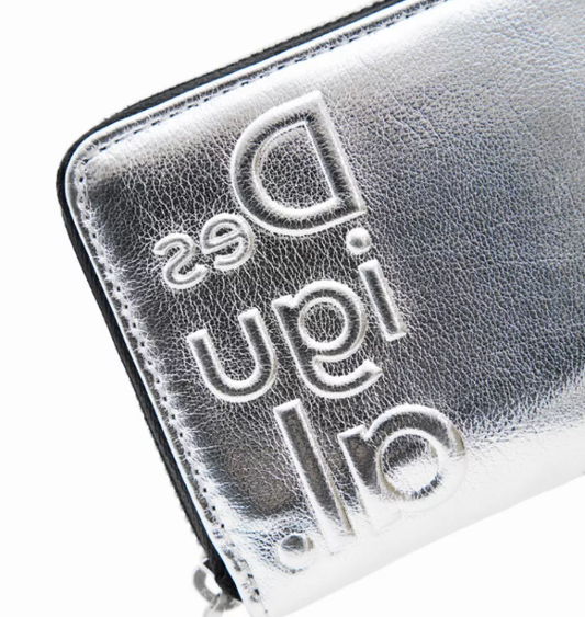 Cuero | Original Desigual Delta Silver Wallet