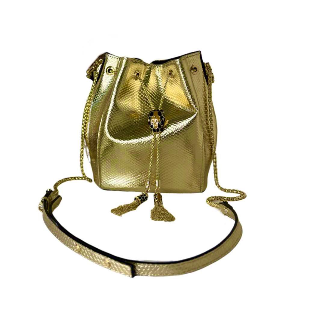 Cuero | Bvlgari Serpenti Forever Bucket Bag In Gold