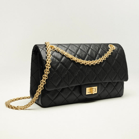 Cuero | Aged Calfskin & Gold-Tone Metal Black