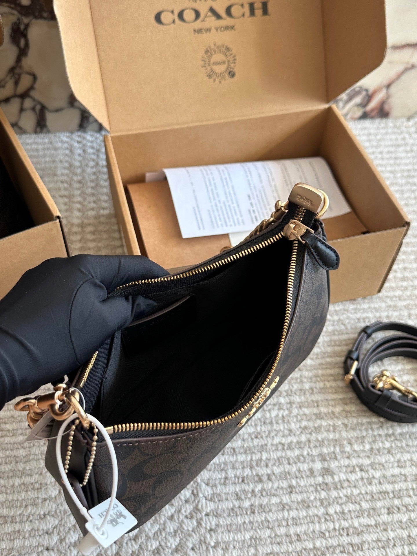 Cuero | Brown Monogram Baguette Bag