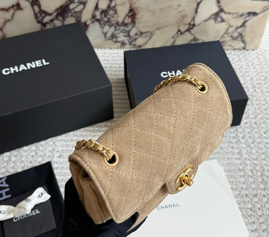 Cuero | Quilted Suede Flap Bag
