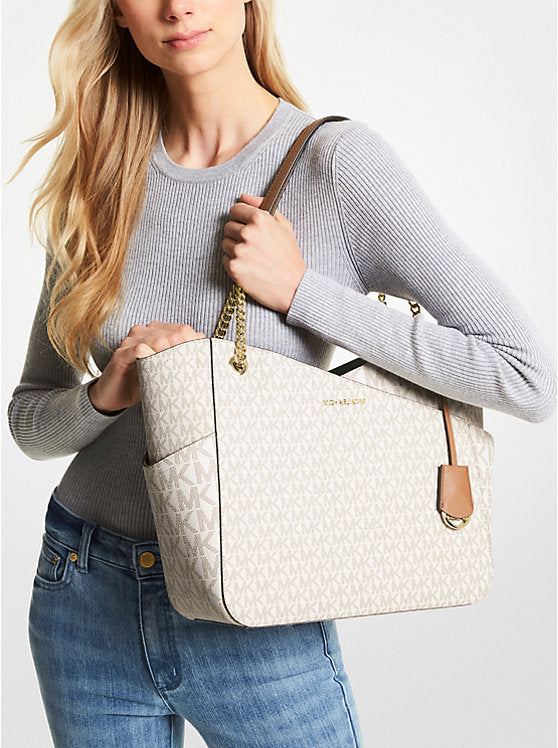 Cuero | JET SET TRAVEL LARGE X CHAIN MK SIGNATURE SHOULDER TOTE BAG