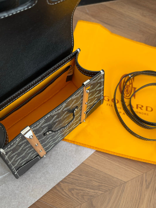 Cuero | Signature Monogram Wood Handle Top Handle Bag - Black Monogram