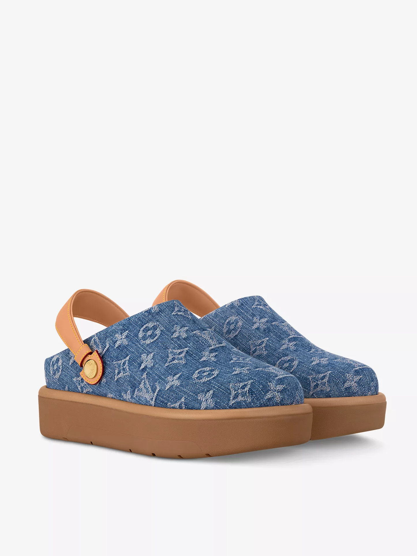 Cuero | Aspen monogrammed denim and leather clogs
