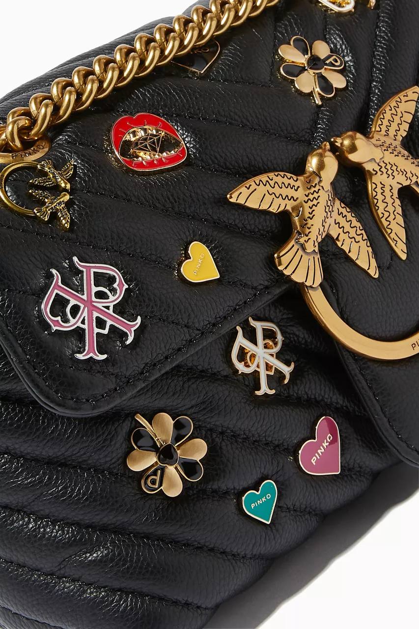 Cuero | Mini Love Brooches Quilted Bag in Leather