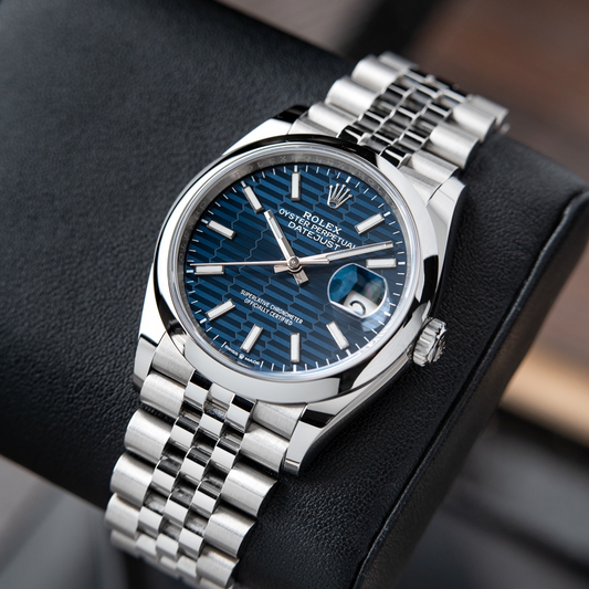 Cuero | Datejust 36 Blue Fluted Motif Dial 2022 Jubilee Smooth Bezel Steel
