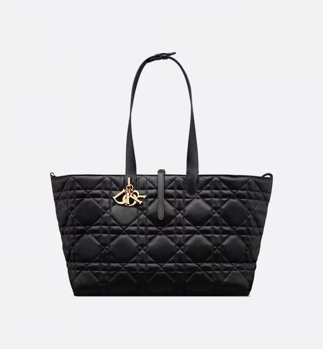 Cuero | Large Toujours Bag Black Macrocannage Calfskin