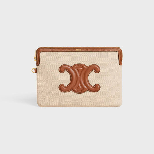 Cuero | SMALL POUCH WITH STRAP CUIR TRIOMPHE IN TEXTILE AND CALFSKIN