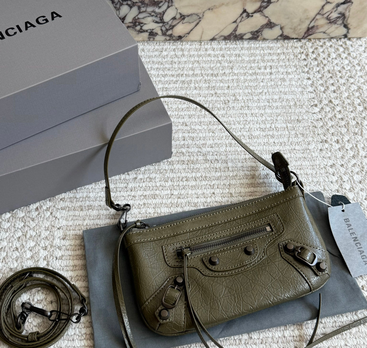 Cuero | Crackle Leather Mini Shoulder Bag