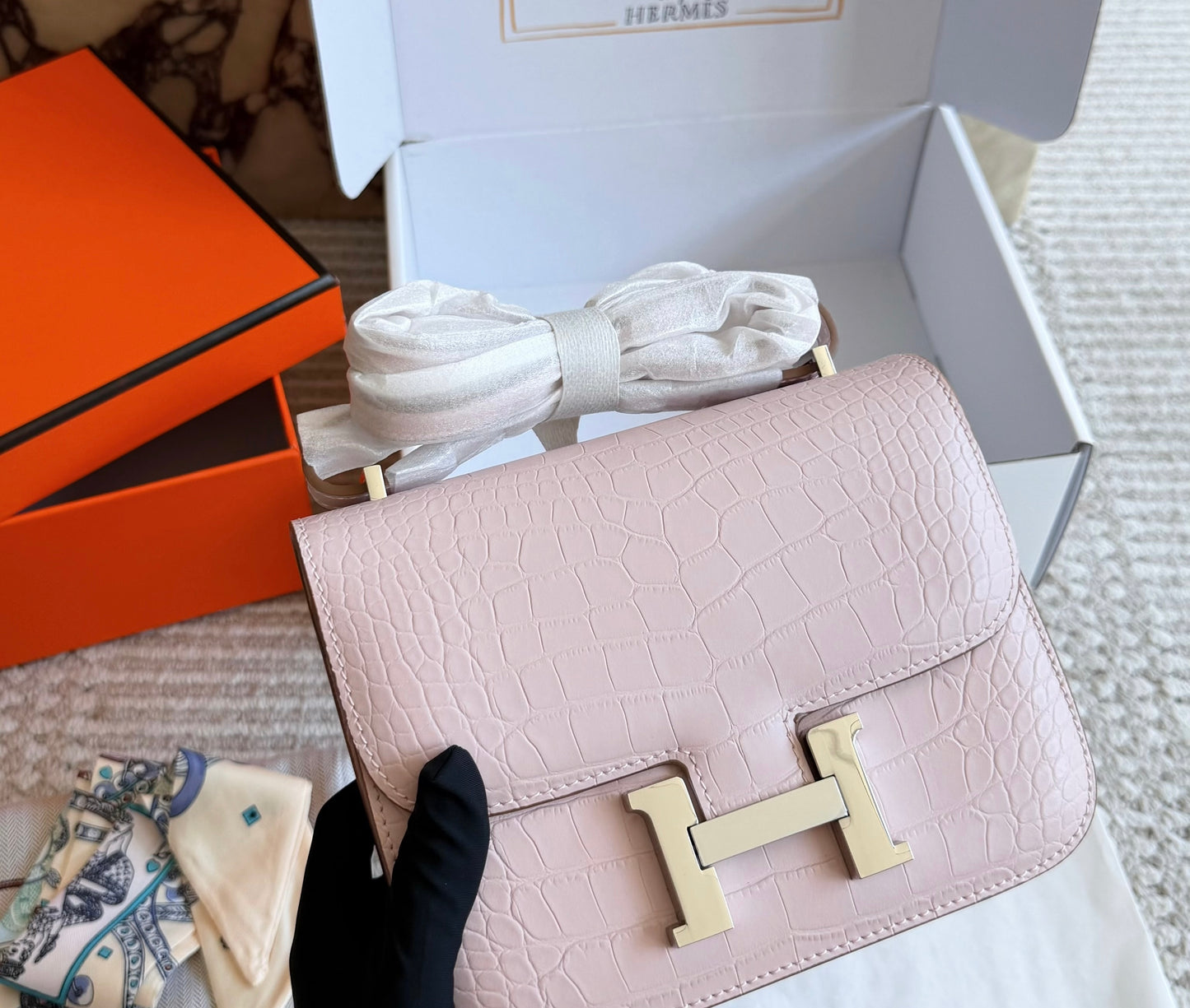 Cuero | Croc-Embossed Leather Flap Bag