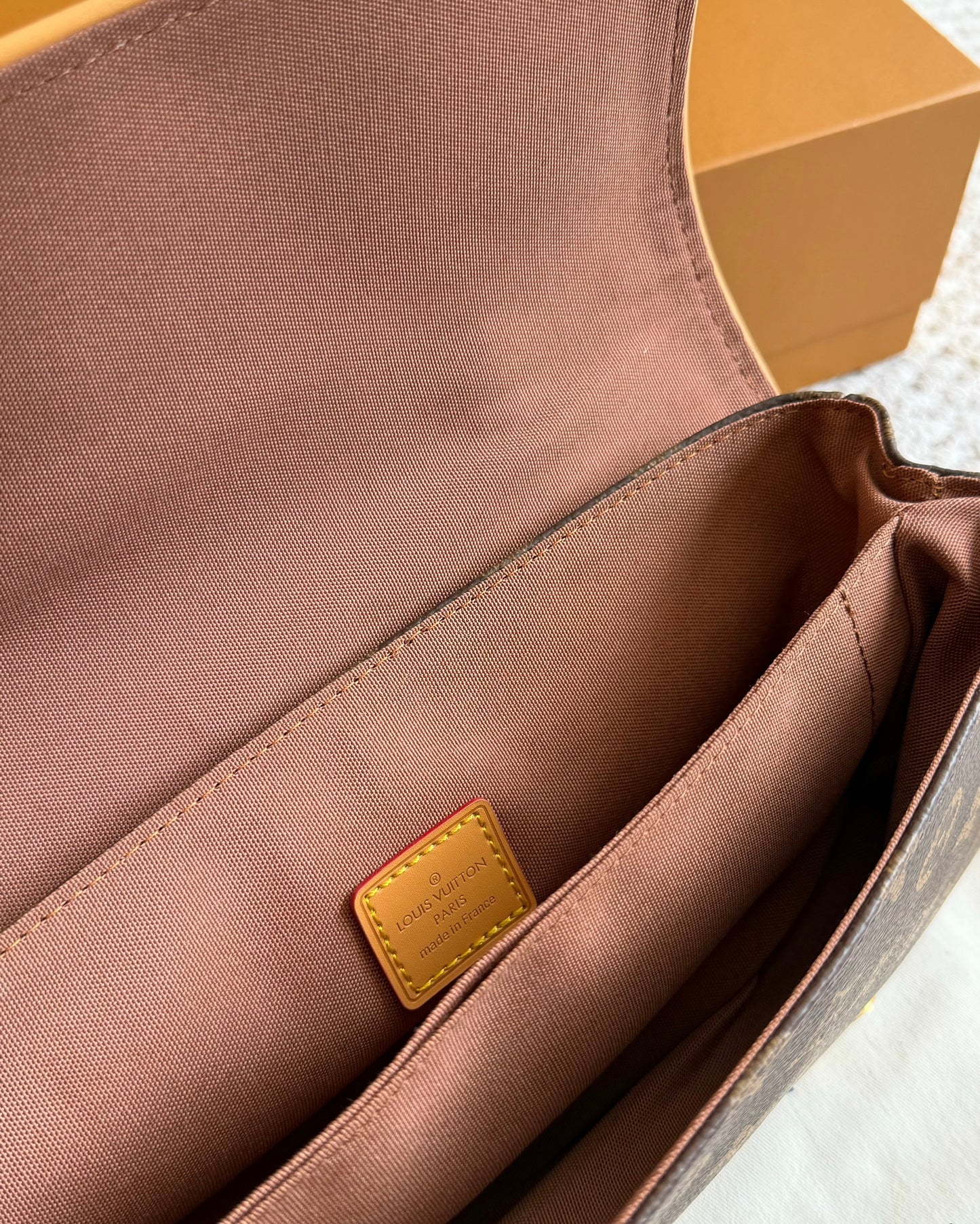Cuero | Monogram Baguette Shoulder Bag Brown