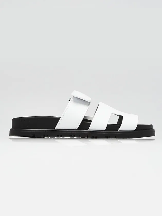 Cuero | Chypre White Sandals Slides