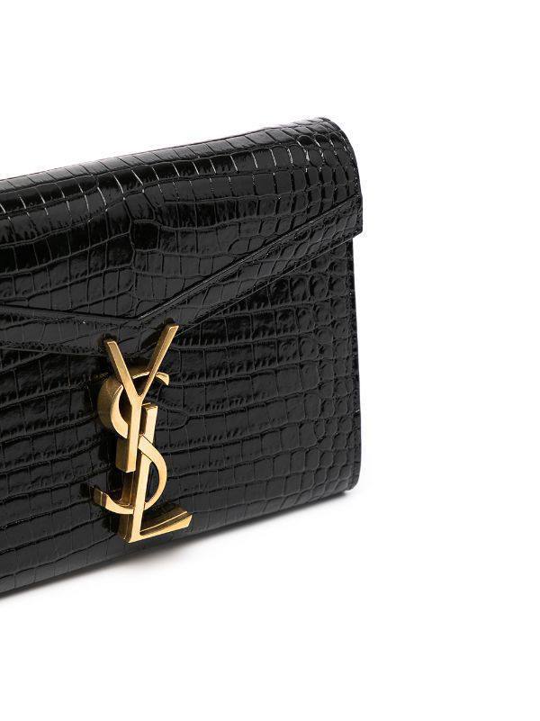 Cuero | Mini Cassandra Top Handle Bag in Croc-embossed Shiny Leather