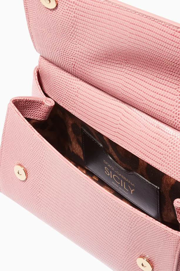 Cuero | Pink Small Miss Sicily Iguana Leather Bag