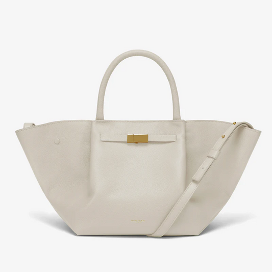 Cuero | Demellier The Midi New York Offwhite small Grain Ecru Stitching
