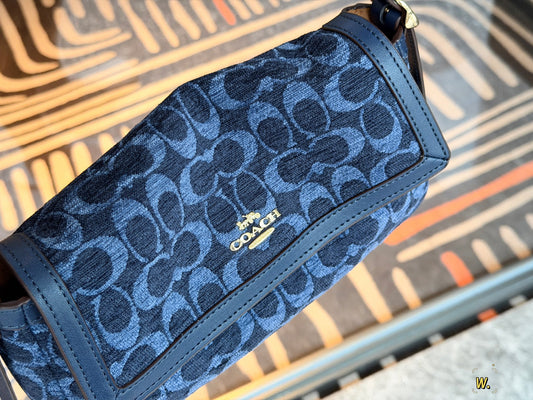 Cuero | Monogram Denim Shoulder Bag
