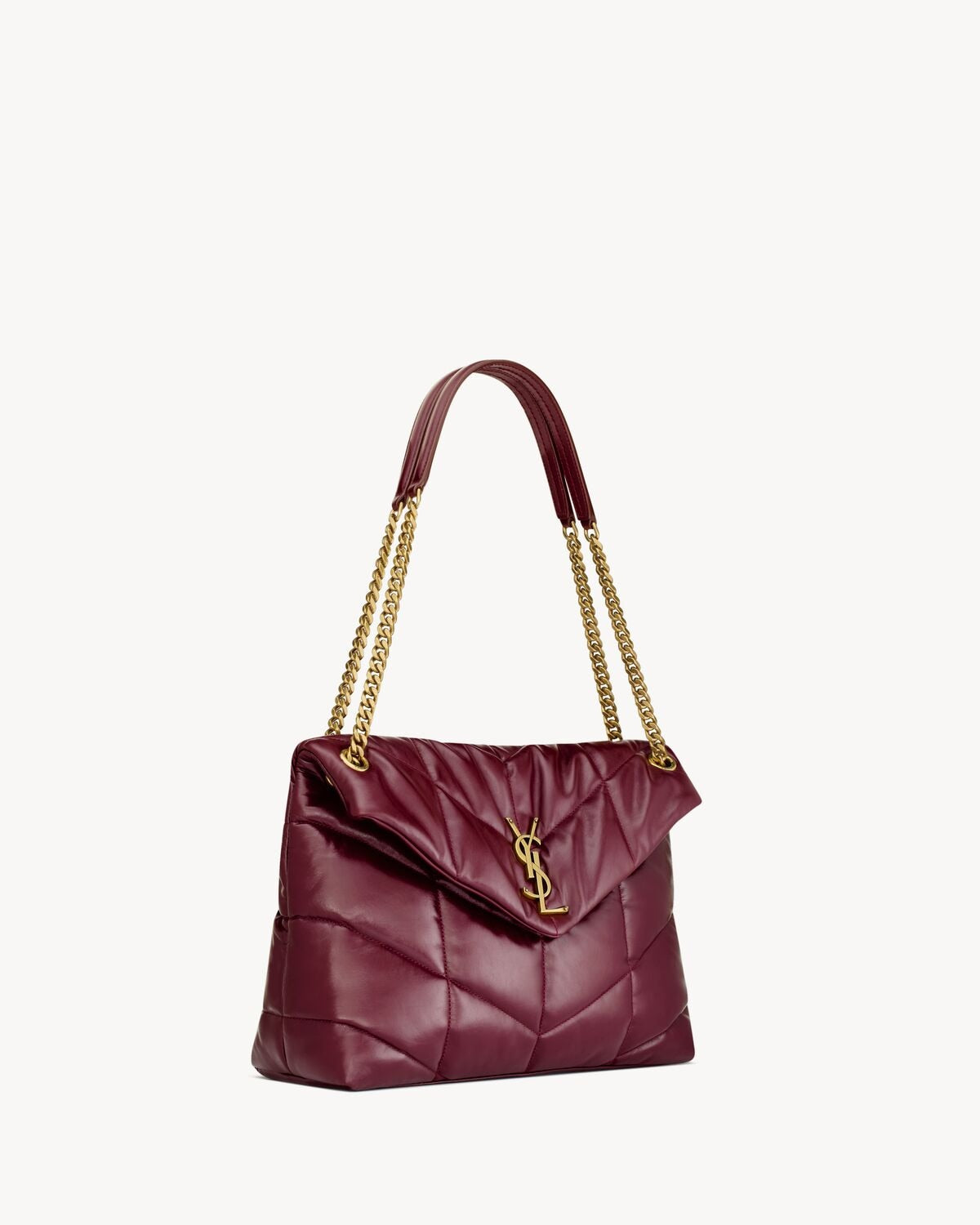 Cuero | PUFFER MEDIUM IN SHINY LEATHER DARK RUBY