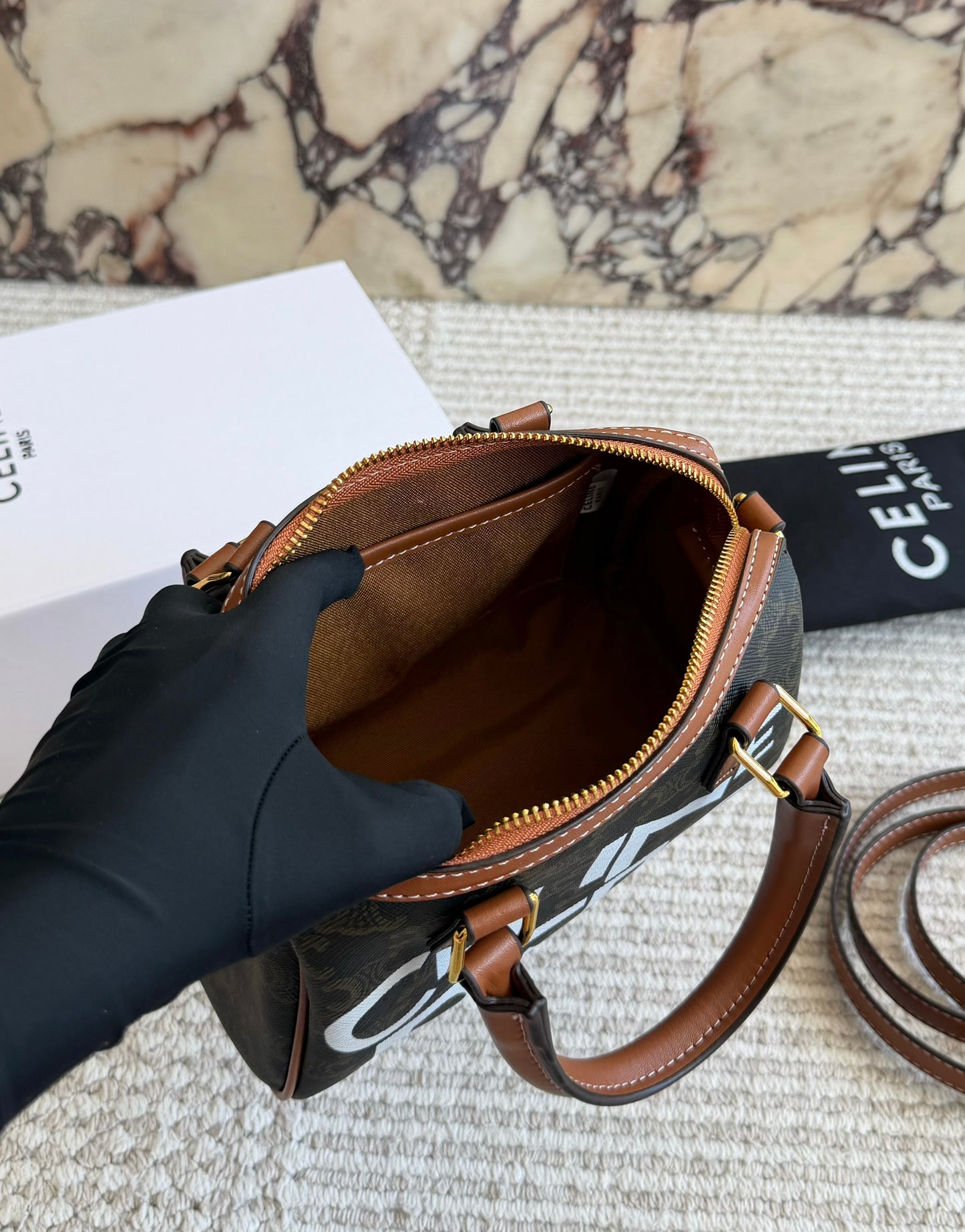 Cuero | Brown Monogram Bowling Bag