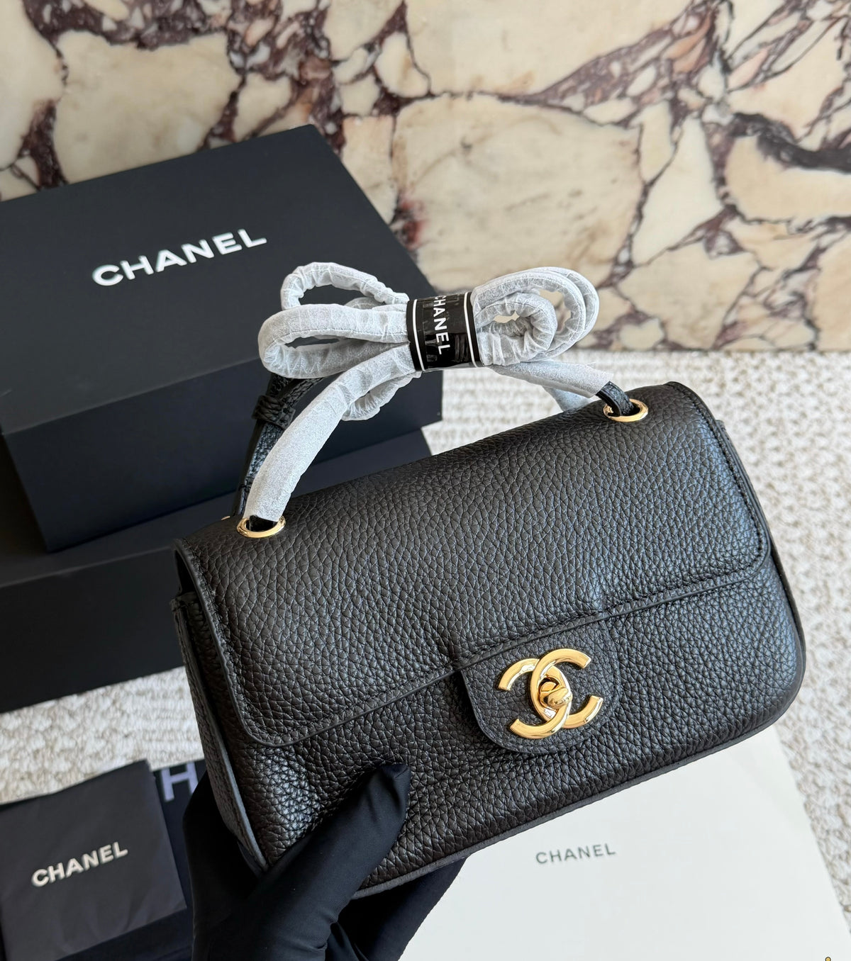 Cuero | Grained Leather Mini Flap Bag