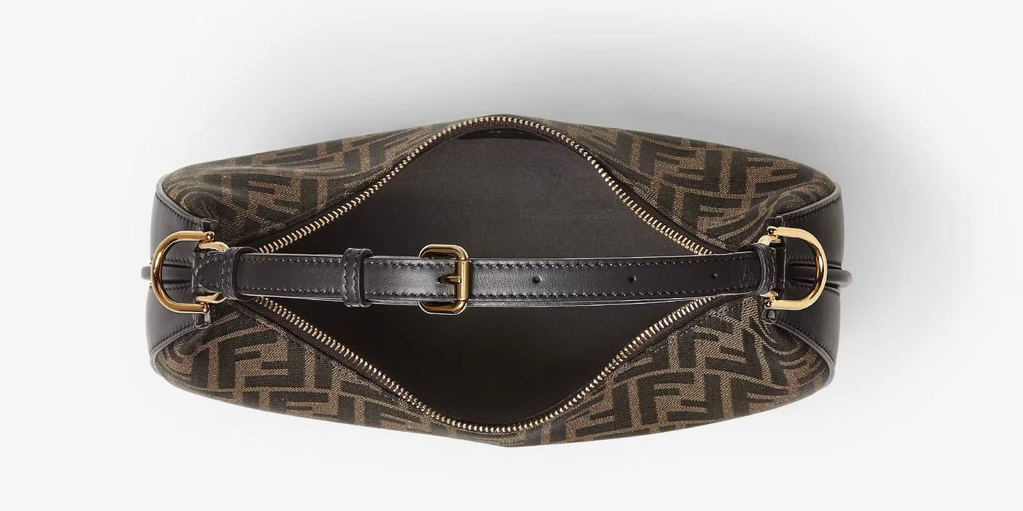 Cuero | Fendigraphy Small Brown FF jacquard fabric bag