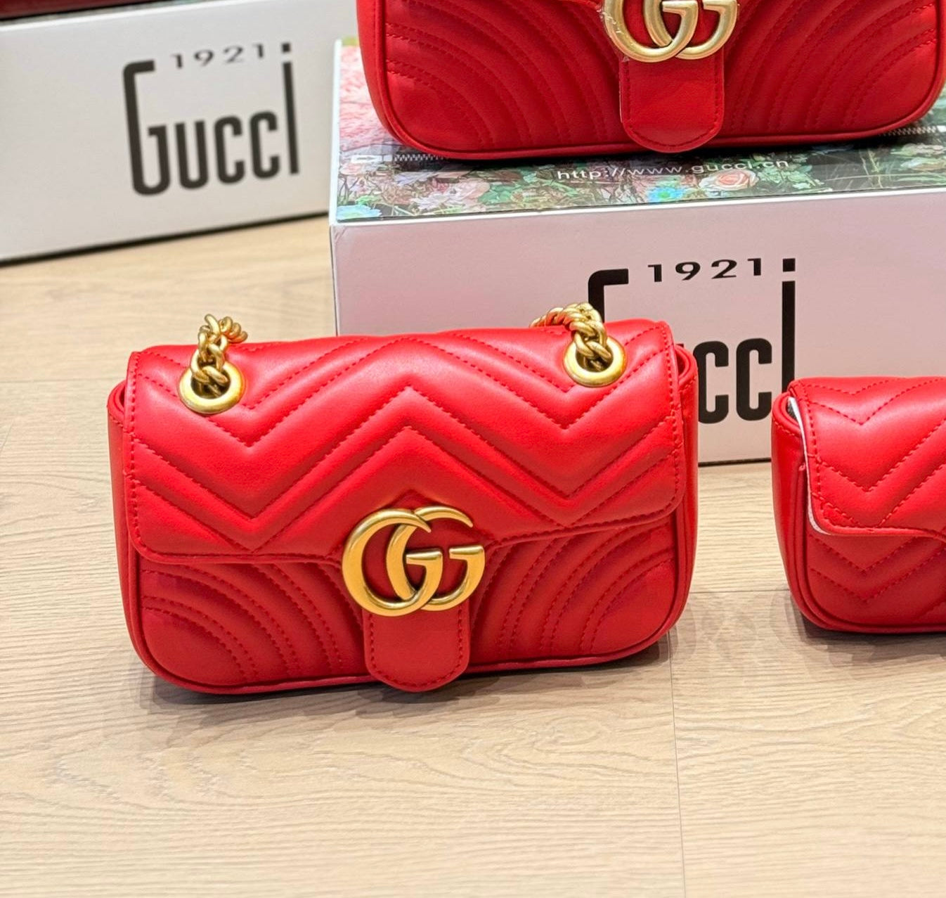 Cuero | GG Marmont Small Chevron Leather Flap Bag