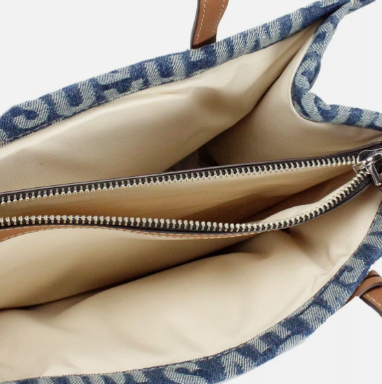 Cuero | The Washed Monogram Blue Denim Grind Canvas Tote Bag