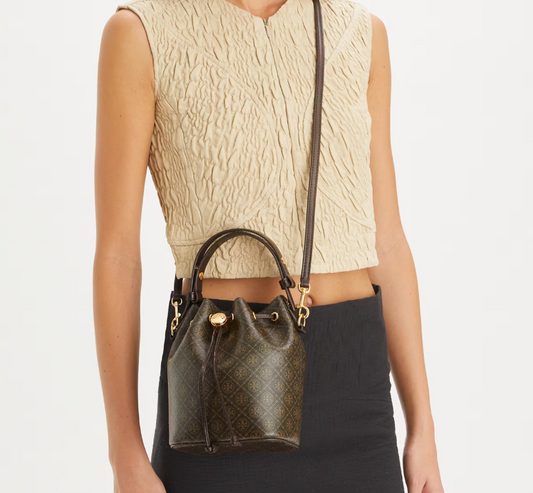 Cuero | MONOGRAM COATED CANVAS MINI BUCKET BAG