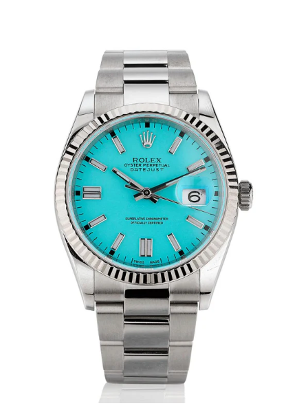 Cuero | Datejust stainless steel, custom torquoise dial