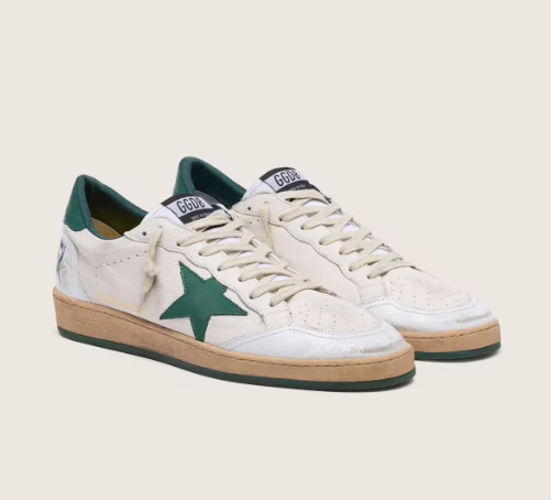 Cuero | Men's Ball Star in white nappa leather with green leather star and heel tab