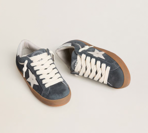 Cuero | Men's Super-Star in gray suede with white leather star and silver leather heel tab