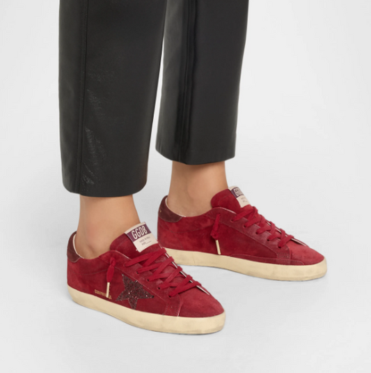Cuero | Super-Star Suede Glitter Low-Top Sneakers