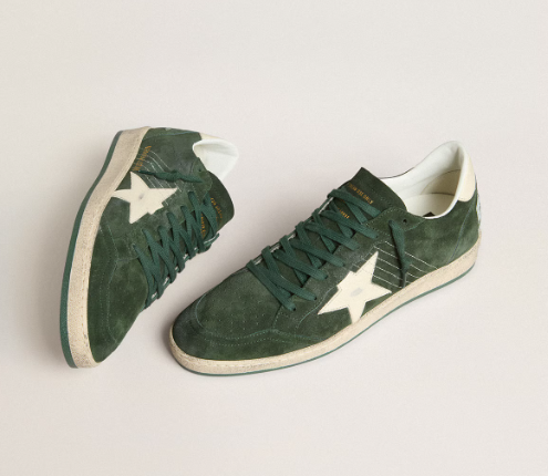 Cuero | Women's Ball Star in green suede with white leather star and heel tab