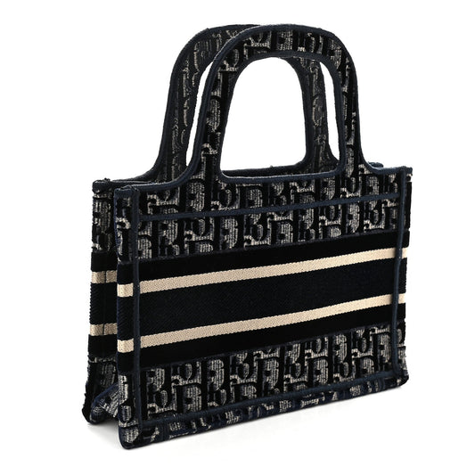 Cuero | Velvet Oblique Embroidered Mini Book Tote