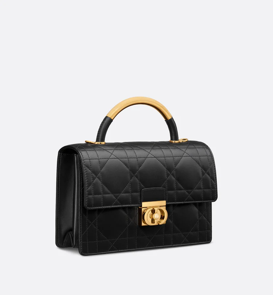 Cuero | Medium Ange Bag Black Macrocannage Lambskin