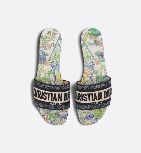 Cuero | Dway Slide White Multicolor Embroidered Cotton