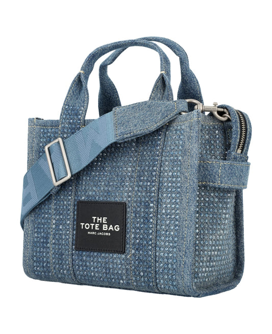 Cuero | The Small Denim Crystal Tote Bag