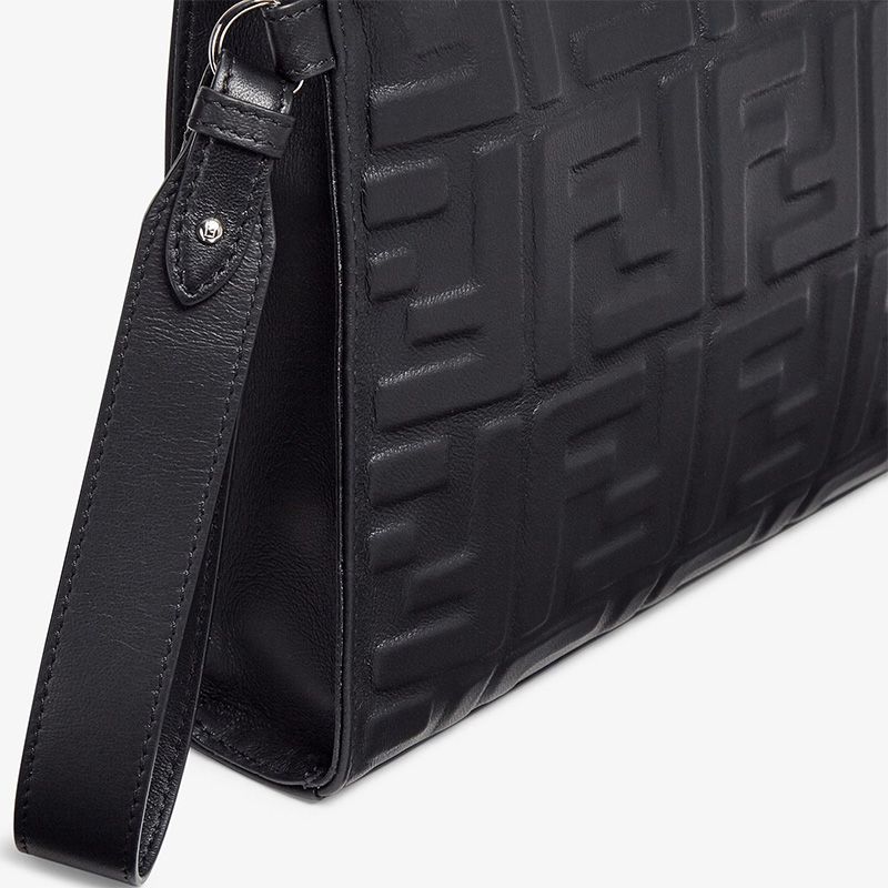 Cuero | Flat Pouch In FF Motif Nappa Leather Black