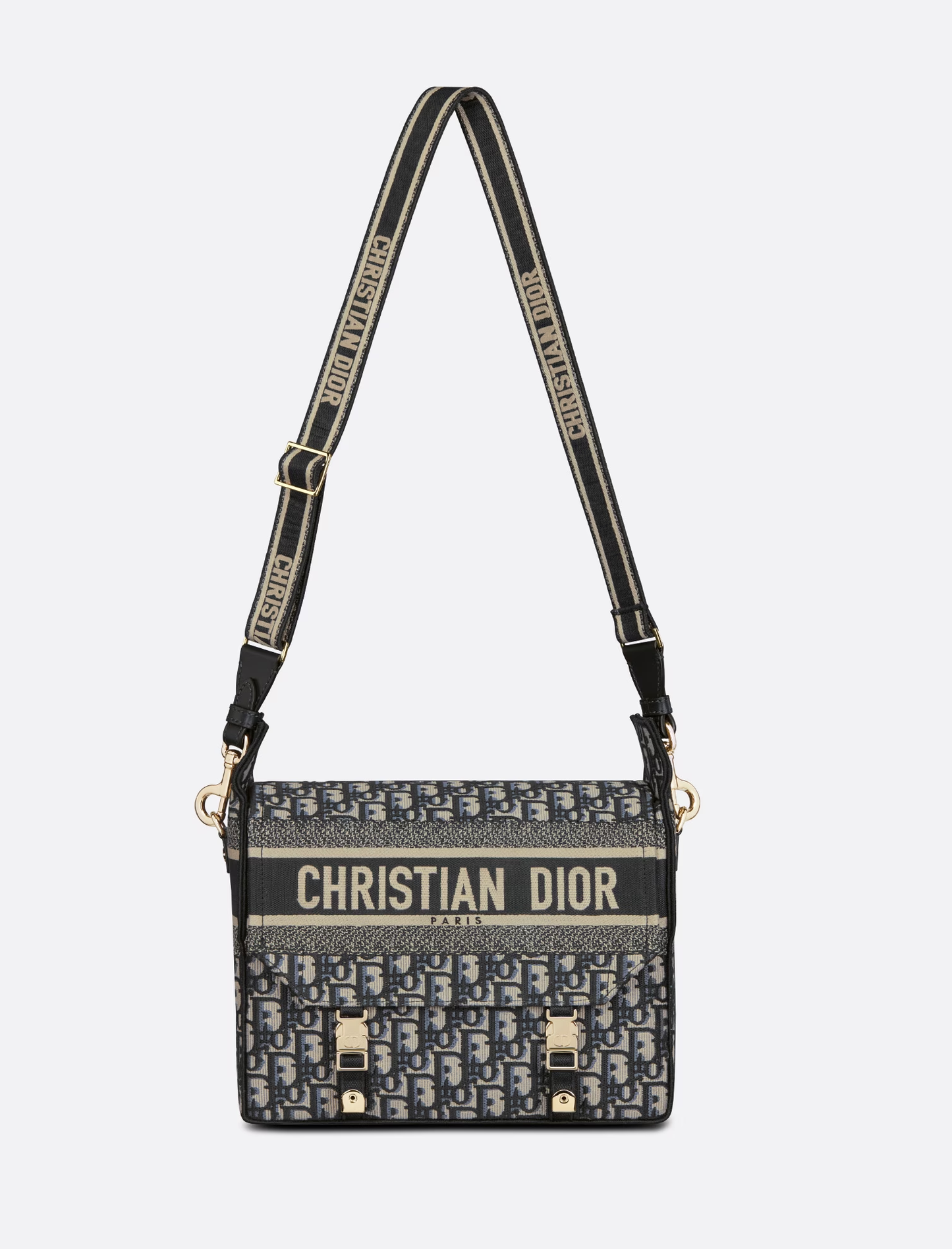 Cuero | Medium Diorcamp Bag Blue Oblique Embroidery